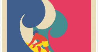 Visuel Marché de la Mode Vintage 2015 qui illustre la journée internationale du surf